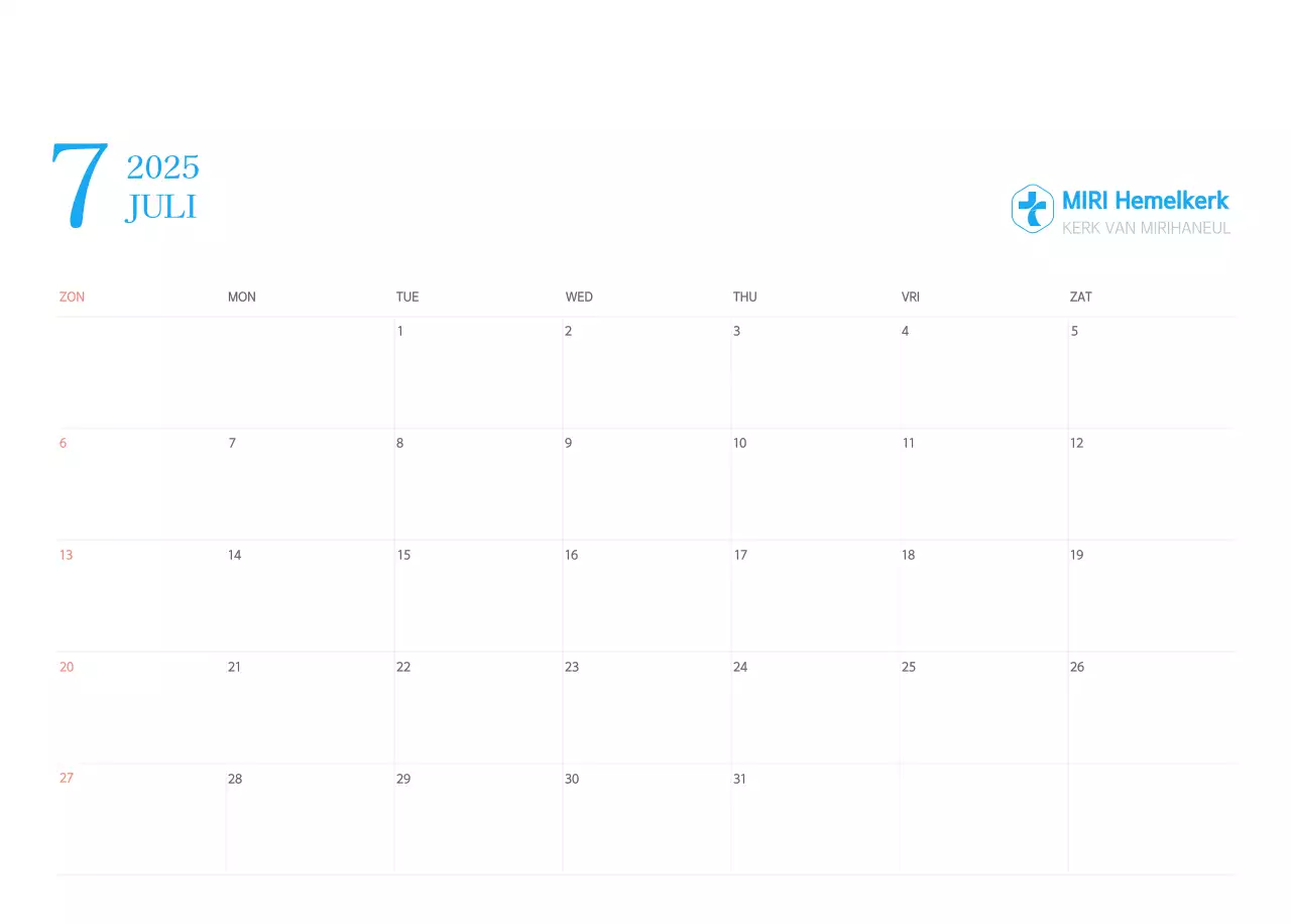 Blauw modern concept kerkkalender