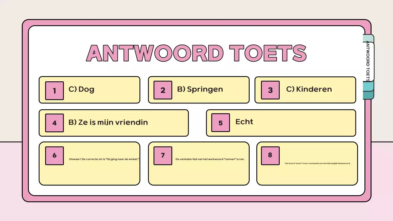 roze speelse quiz studiemateriaal
