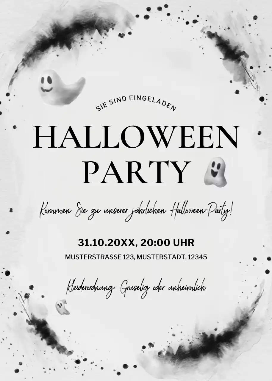 schwarz minimal Halloween Einladung