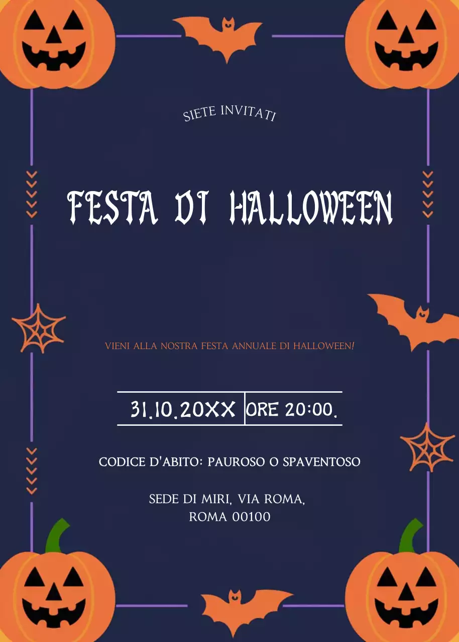 Invito alla festa di Halloween arancione marina
