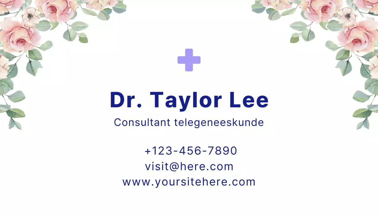 Beige lila visitekaartje telegeneeskunde romantische stijl