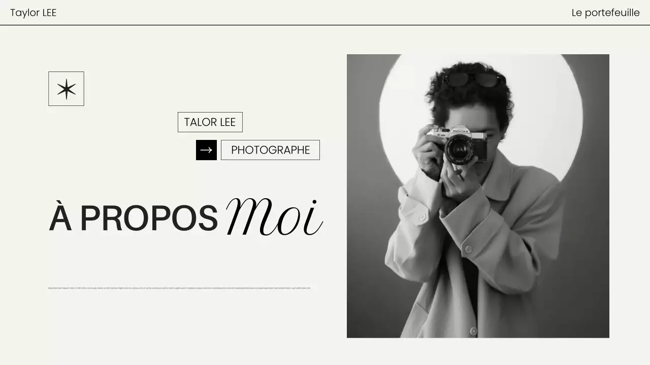portfolio photographique moderne et noir
