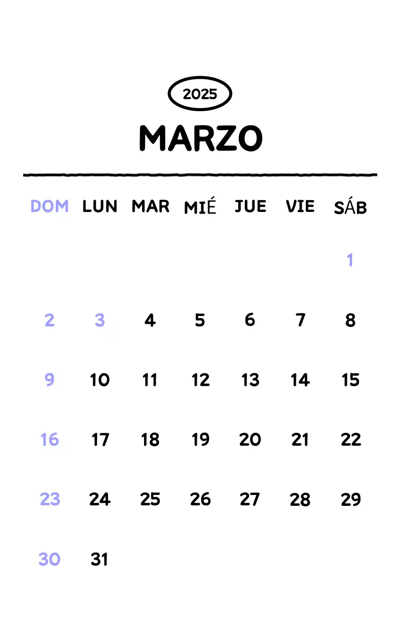 Calendario ilustrado con un bonito estilo de líneas