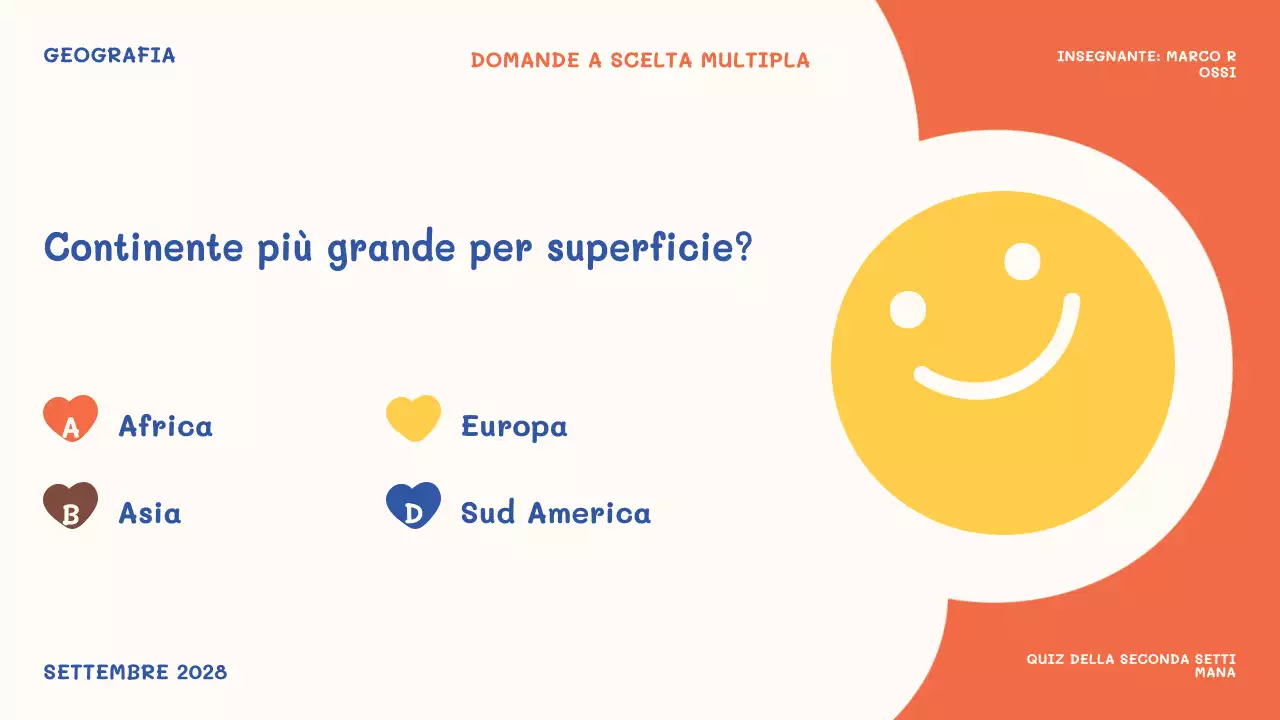 presentazione dell'evento ludico arancione a tempo di quiz