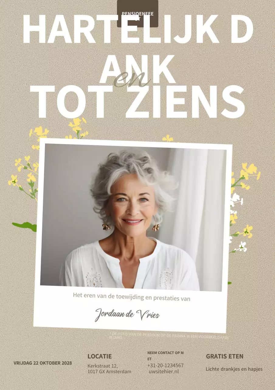 beige uitnodiging voor elegant pensioen