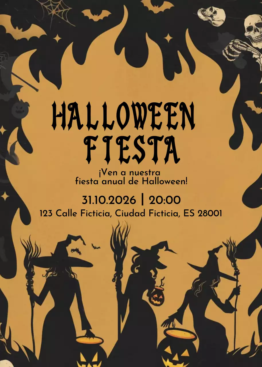 Invitación de Halloween gótica naranja