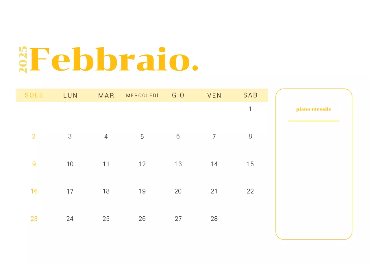 Calendario con illustrazioni giovanili su sfondo giallo-verde