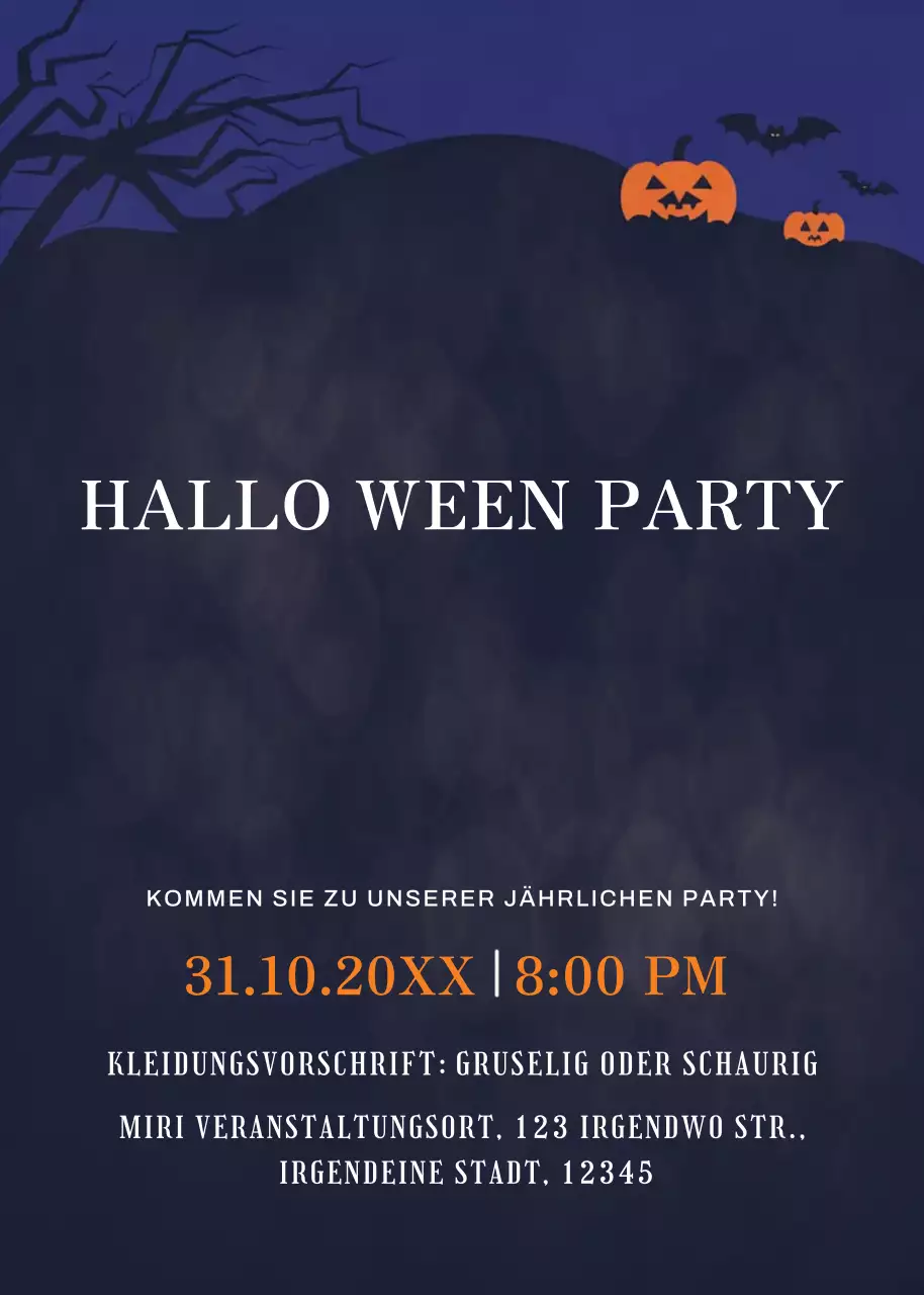 Navy schwarz Halloween Party Einladung