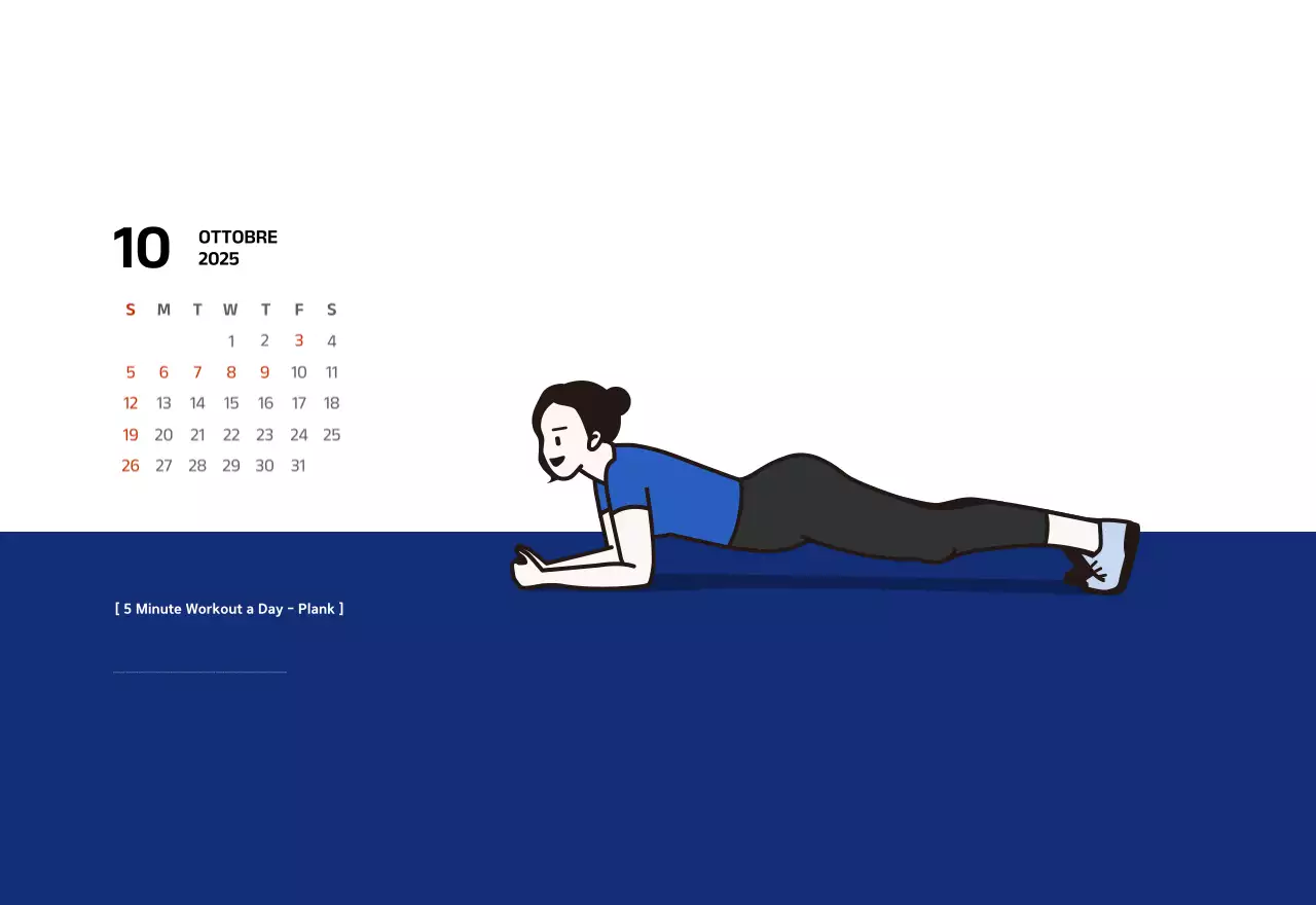 Calendario semplice con illustrazioni blu e pulite