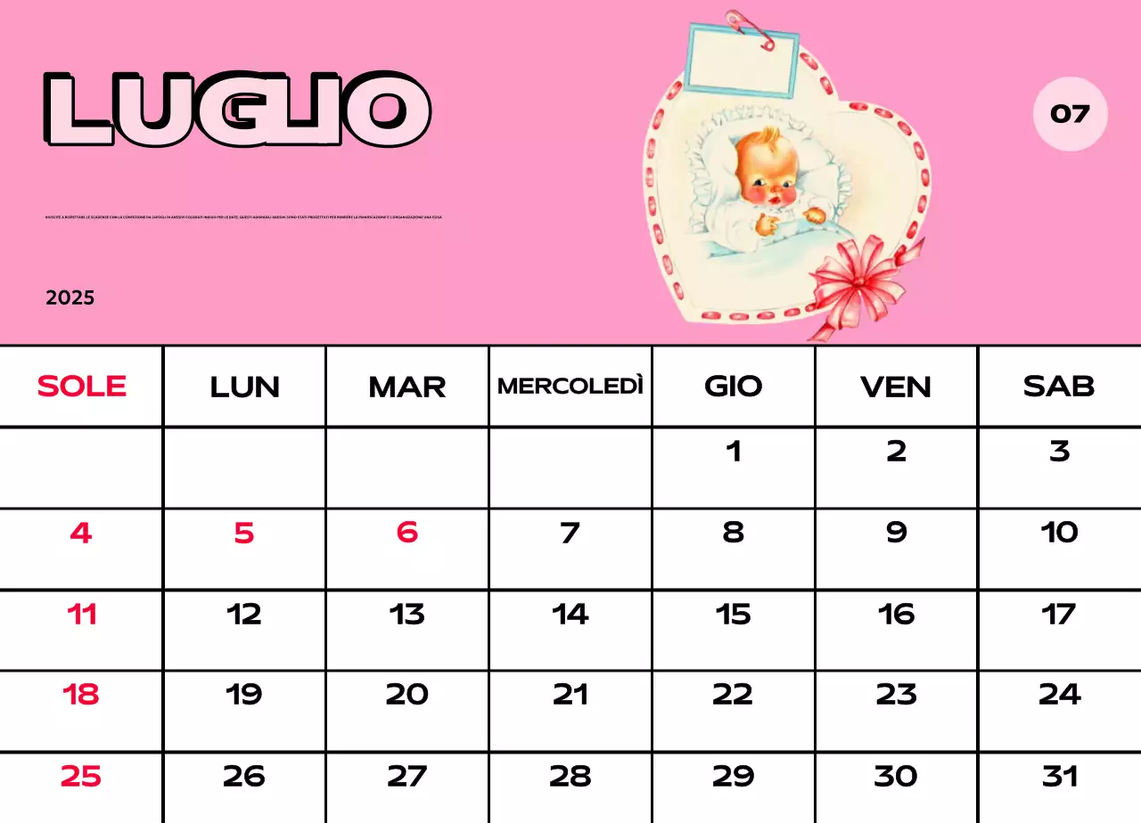 Calendari colorati con una varietà di illustrazioni retrò