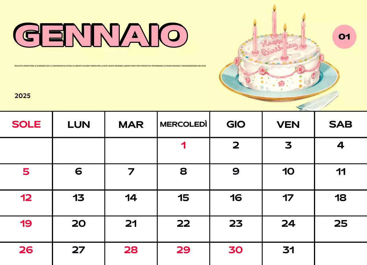 Calendari colorati con una varietà di illustrazioni retrò