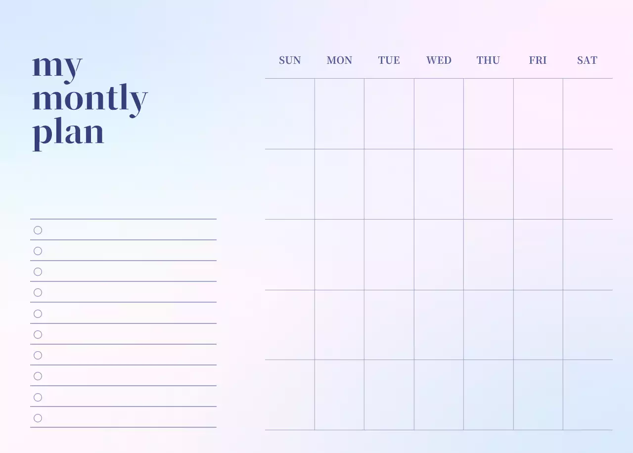 Gradient Minimalist Calendar