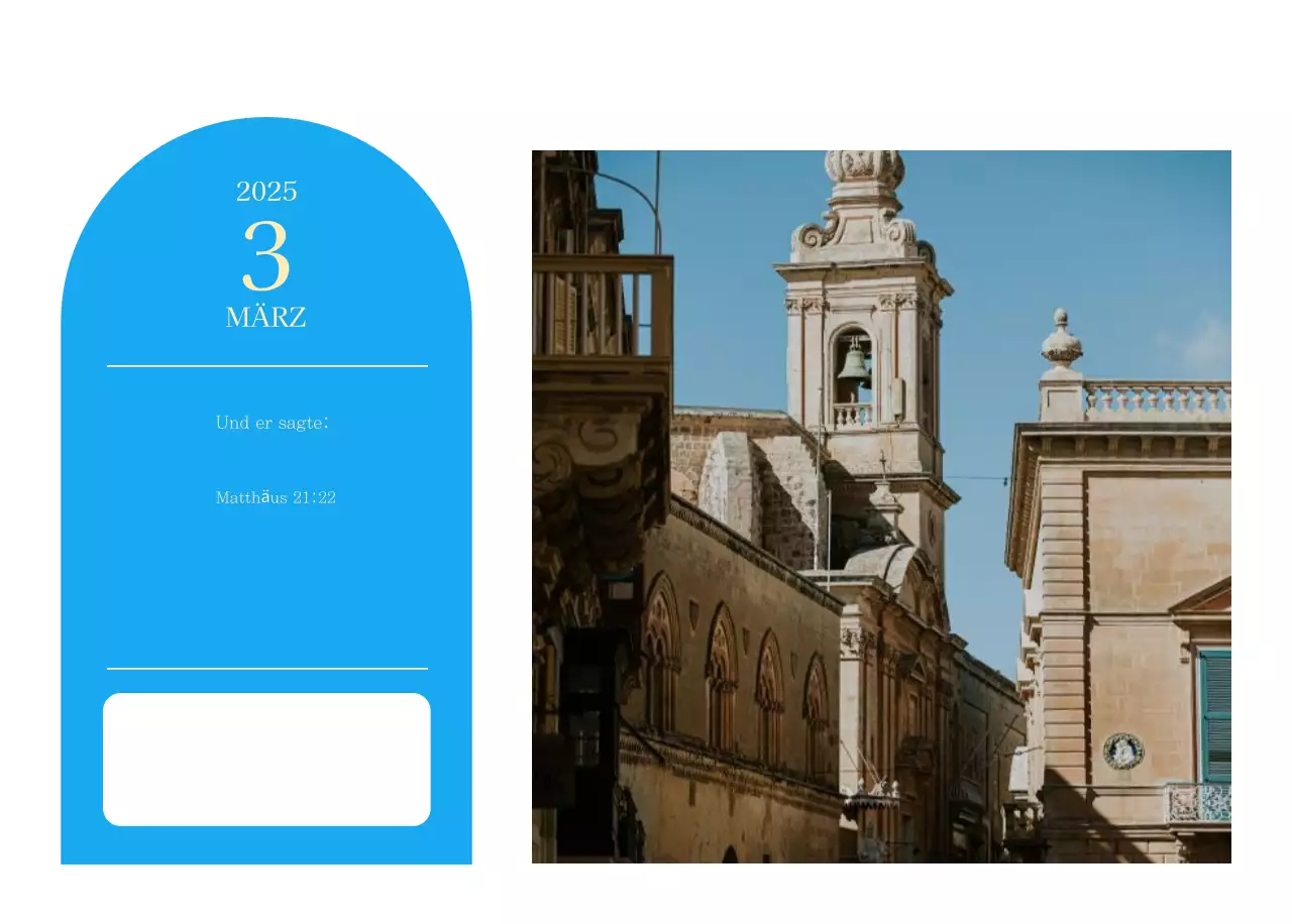 Blaues modernes Konzept Kirchenkalender