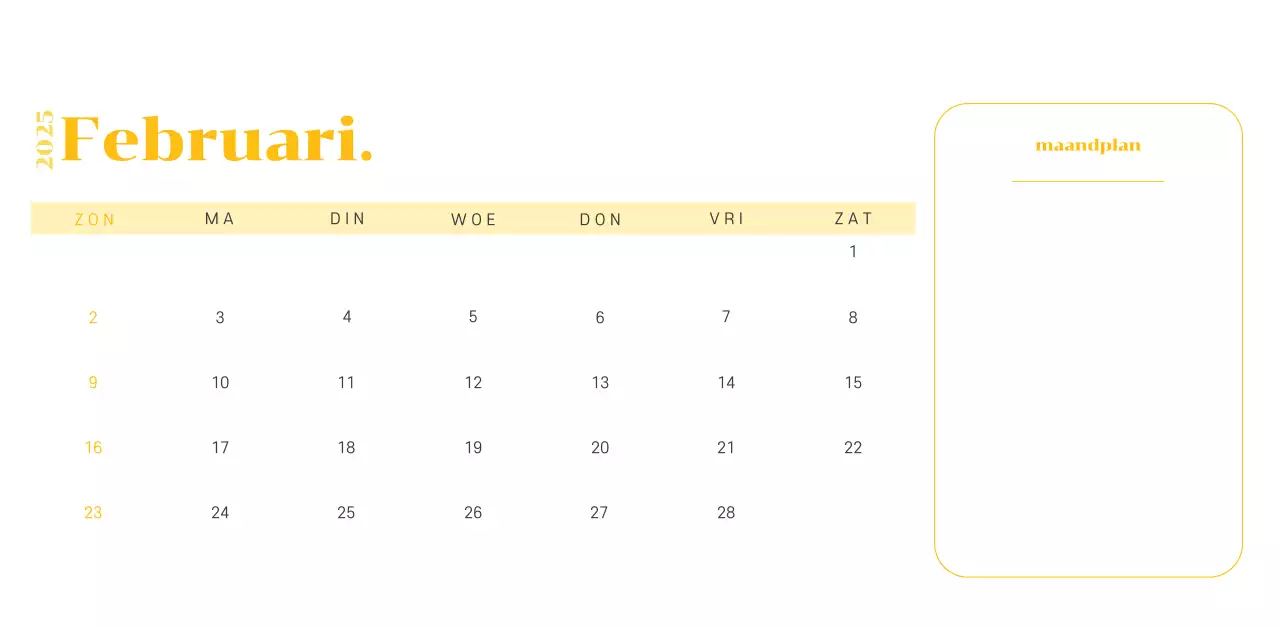 Kalender met jeugdillustraties op een geelgroene achtergrond