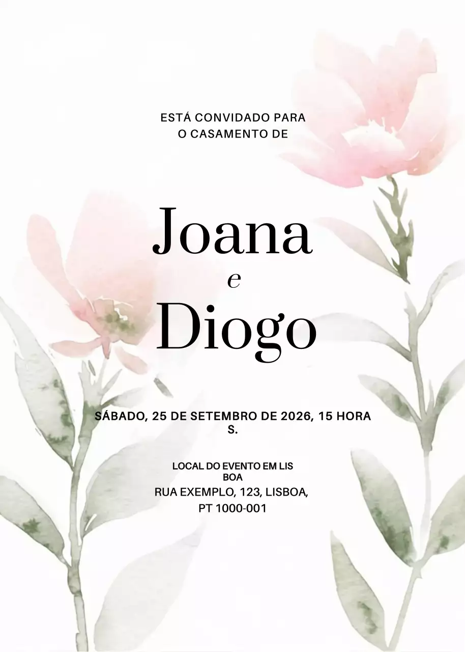 Convite de casamento elegante cor-de-rosa