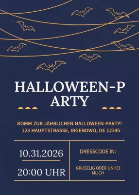 Marineblaue Retro-Halloween-Einladung