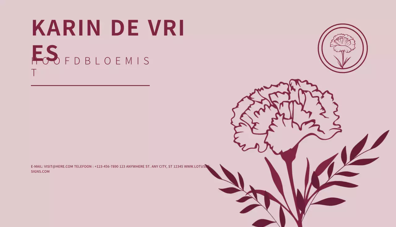 roze elegante bloemistenkaart