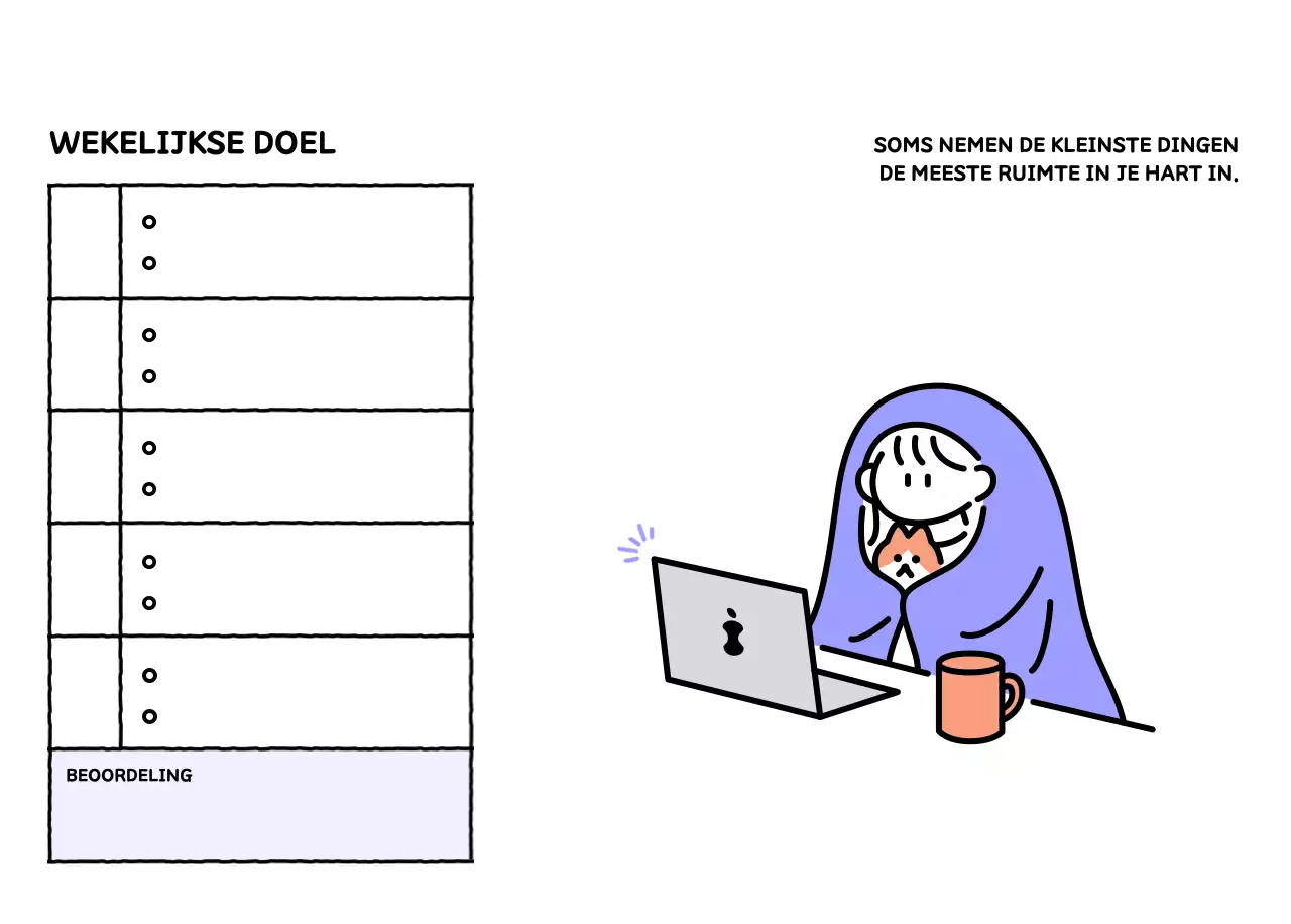 Geïllustreerde kalender met een mooie lijnstijl