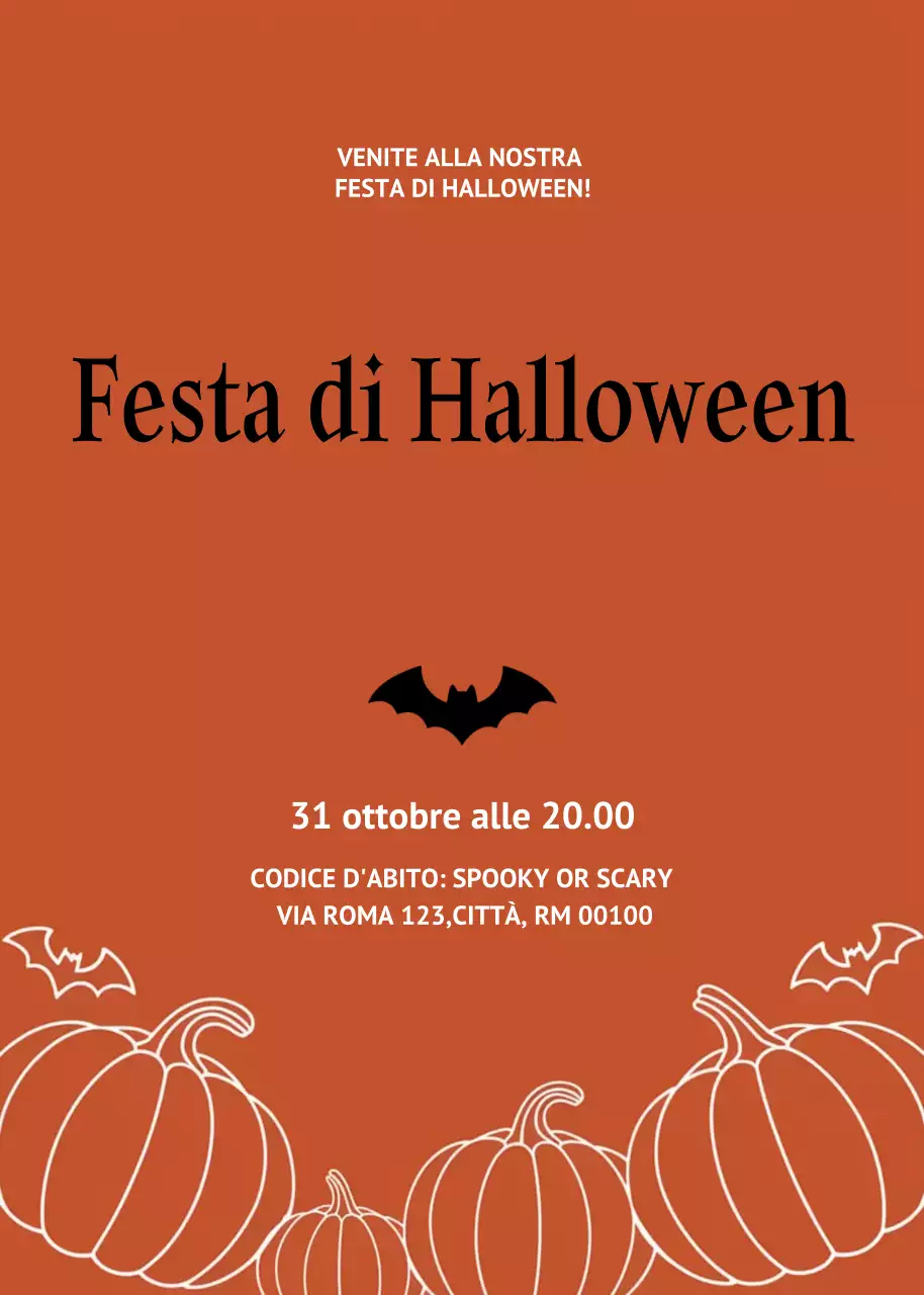invito tradizionale arancione per Halloween
