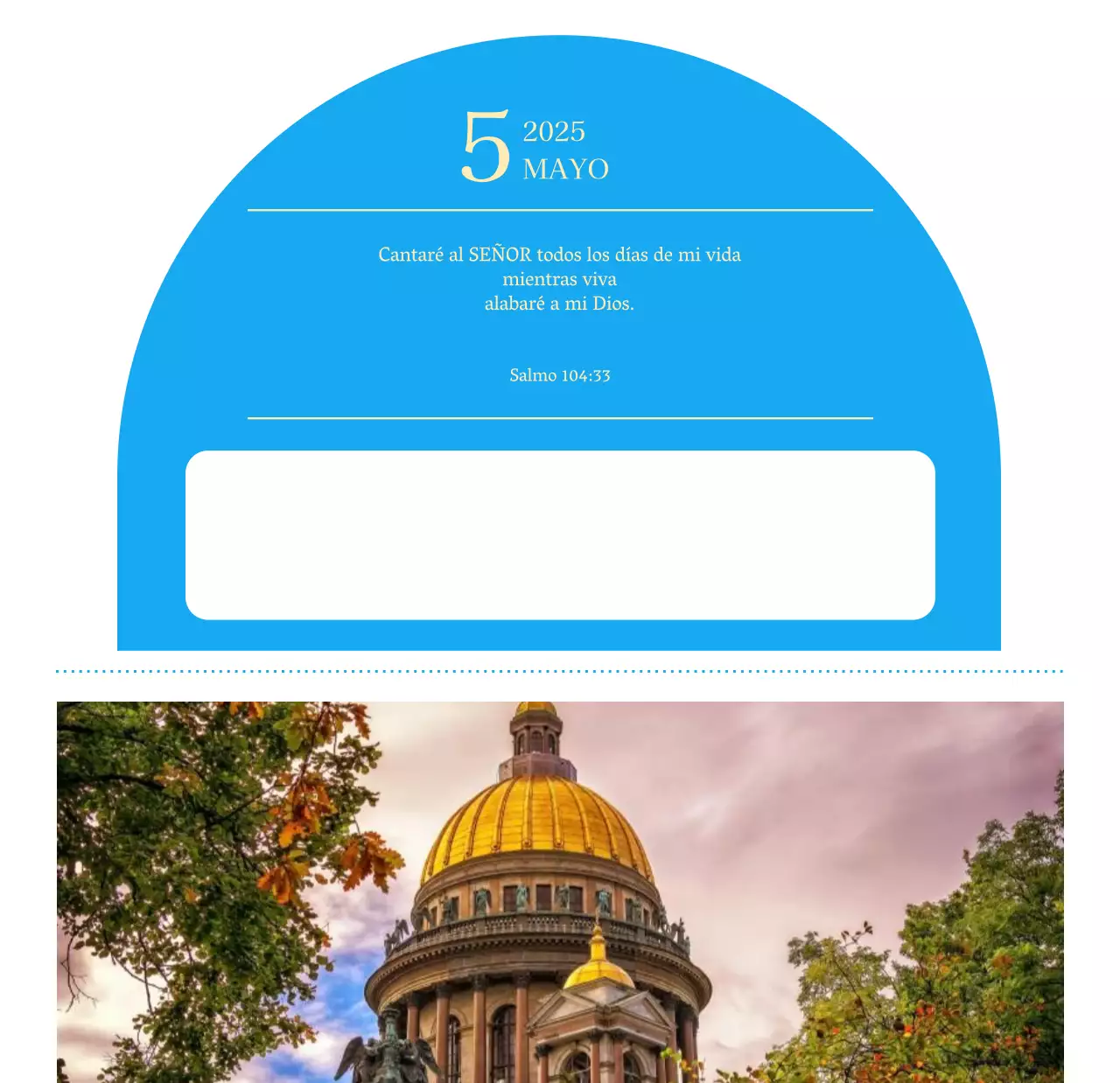 Calendario eclesiástico azul de concepto moderno