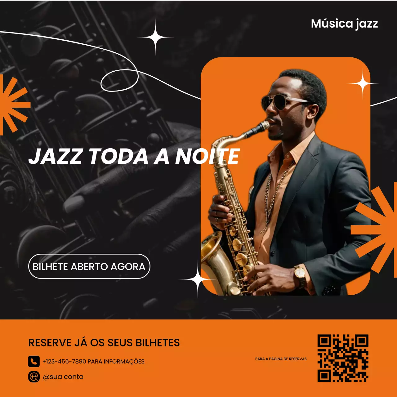 Promoção da música jazz na moda em laranja