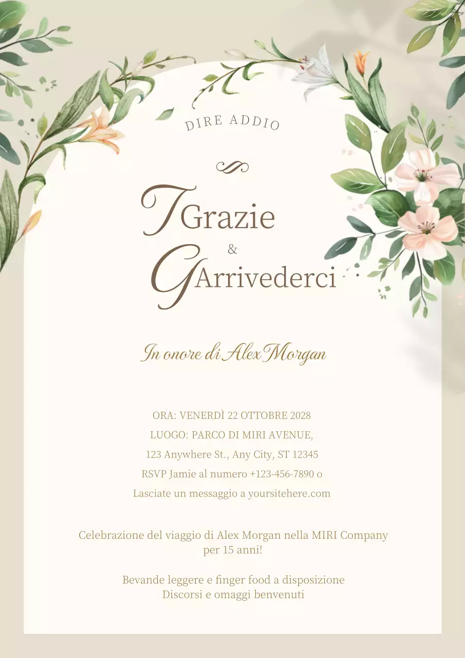 invito di addio elegante beige