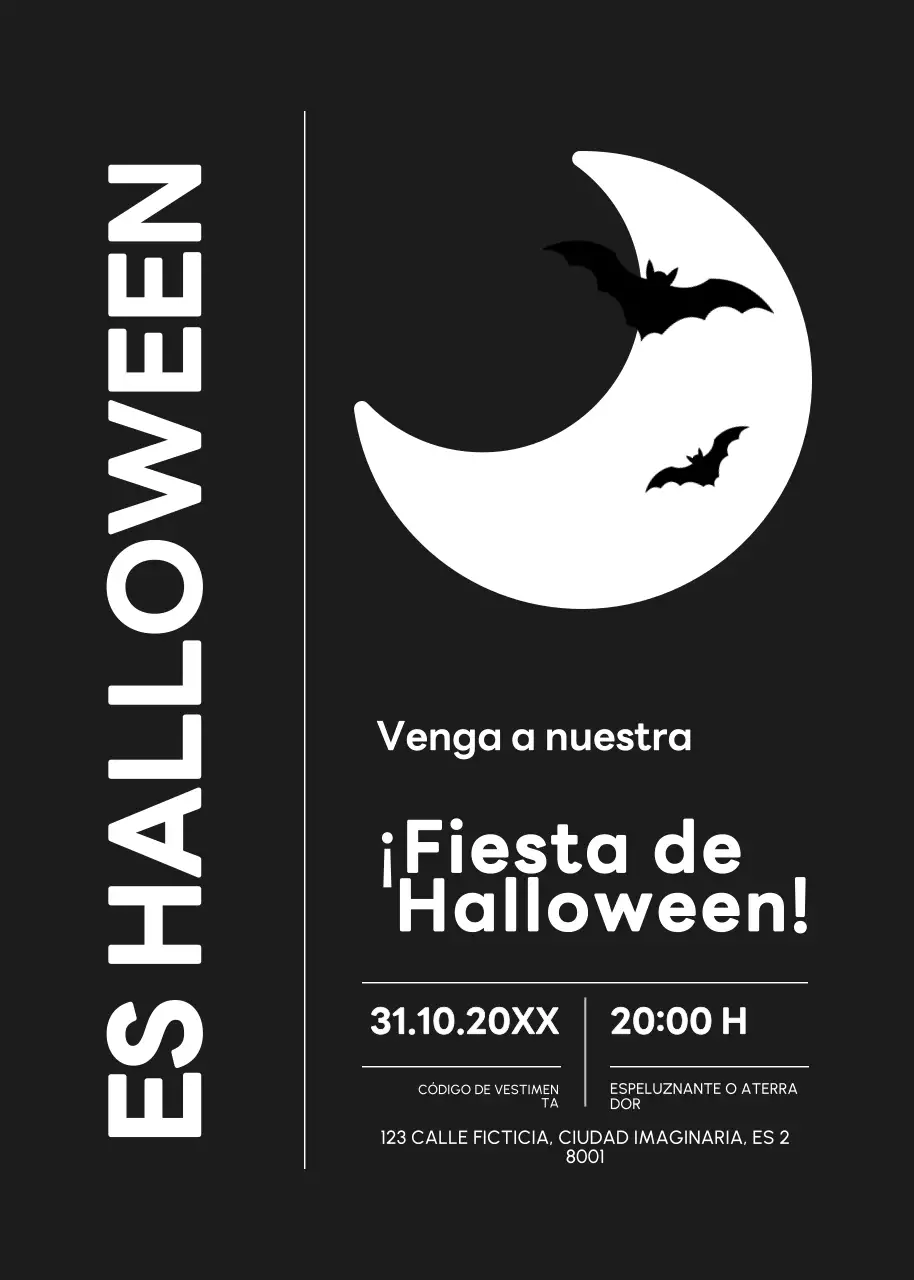 invitación minimalista negra de Halloween