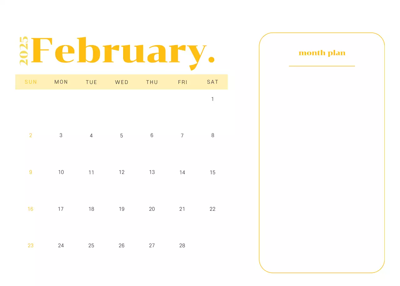 Calendar with youth illustrations on a yellow-green background