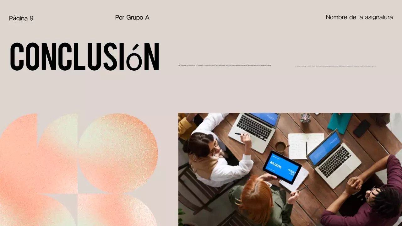 Presentación general del proyecto del Grupo Orange Modern