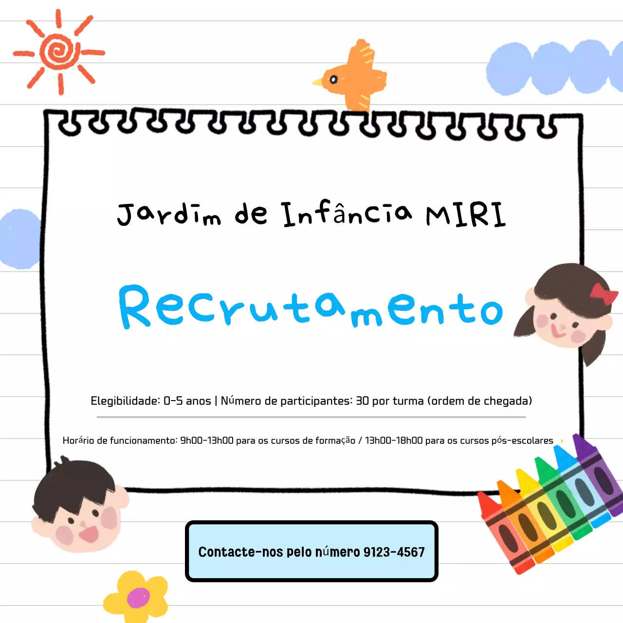 Recrutamento para o jardim de infância no dia de Ano Novo