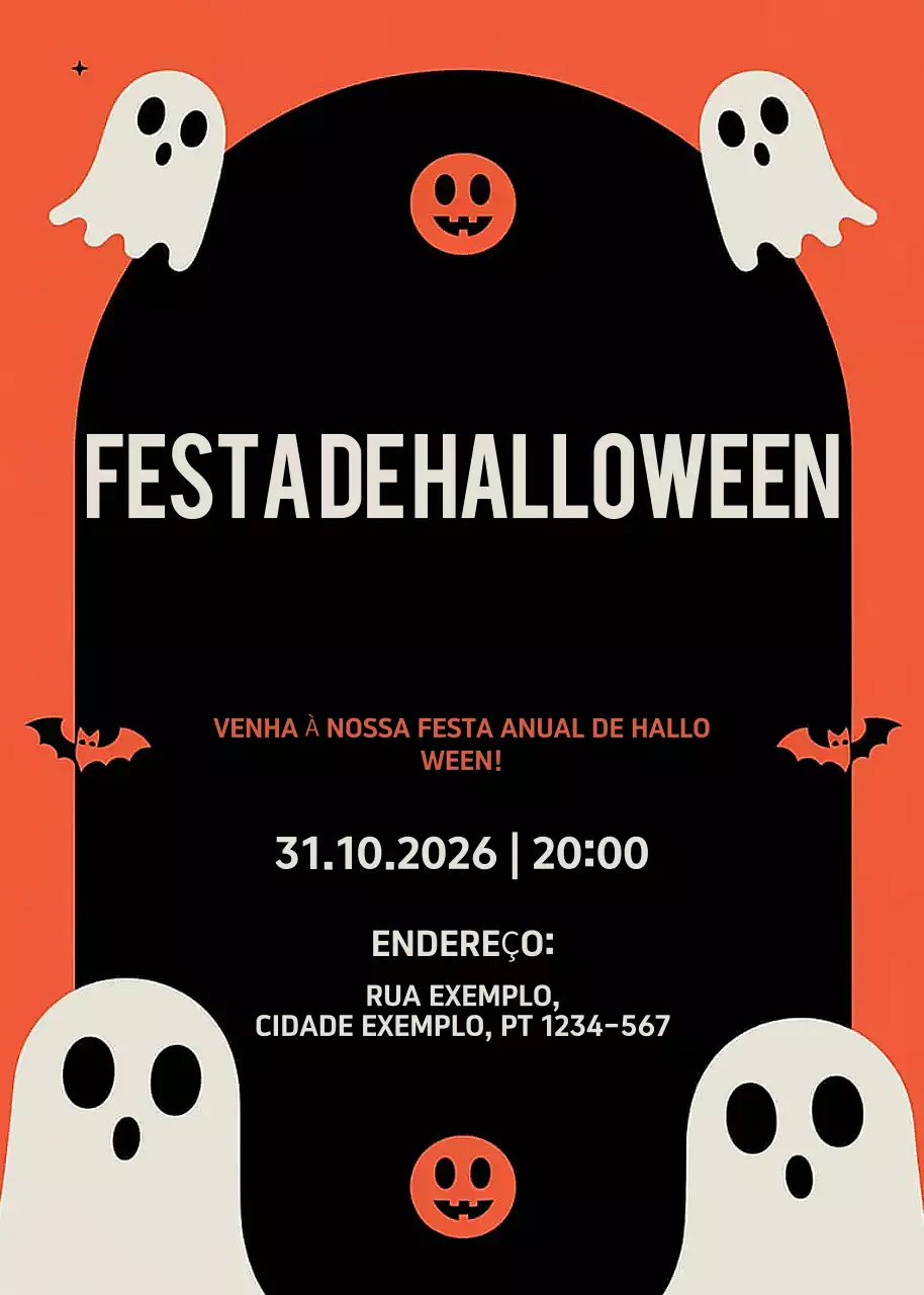 Convite de Halloween laranja retro