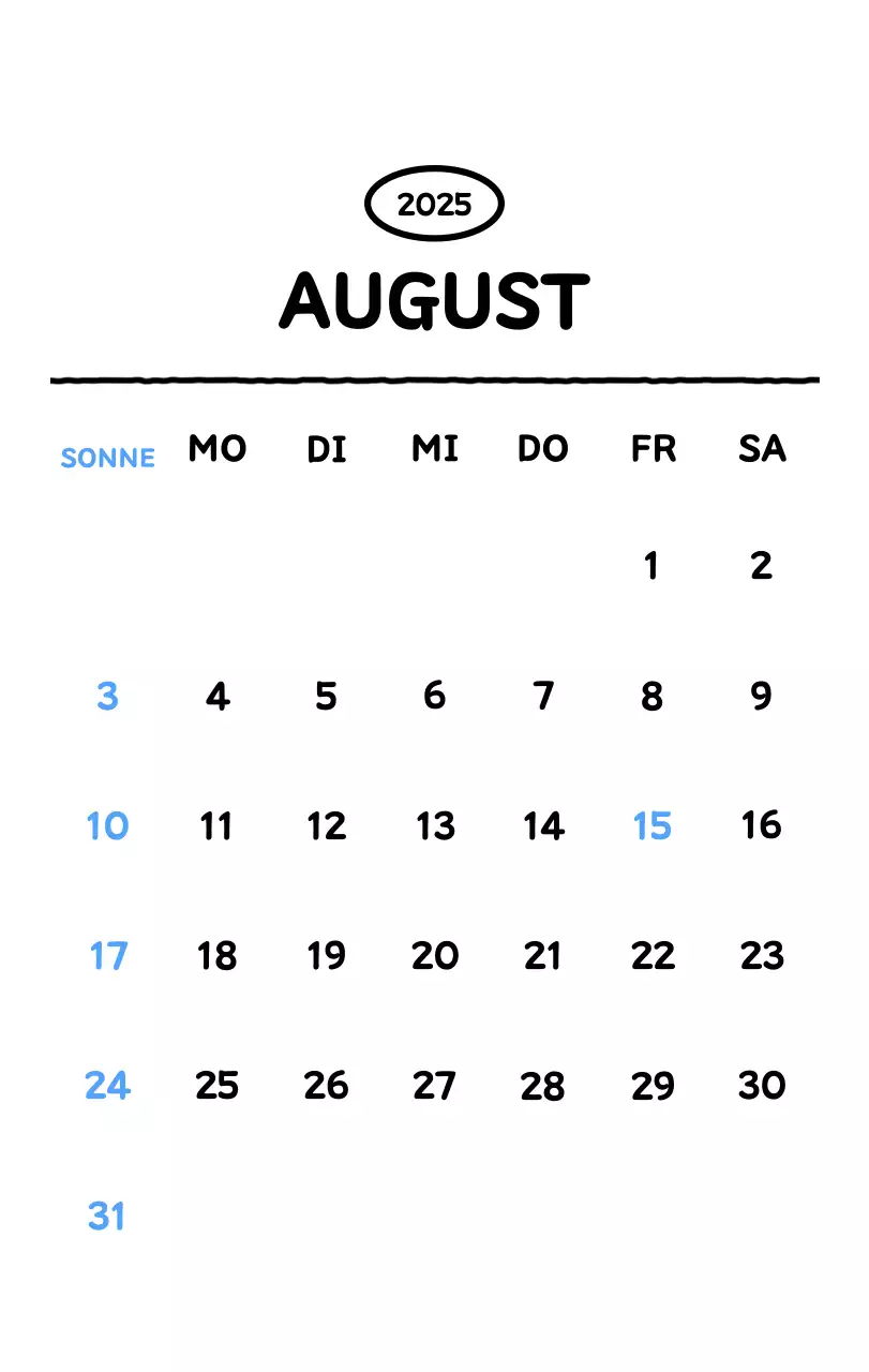 Illustrierter Kalender mit schönem Linienstil