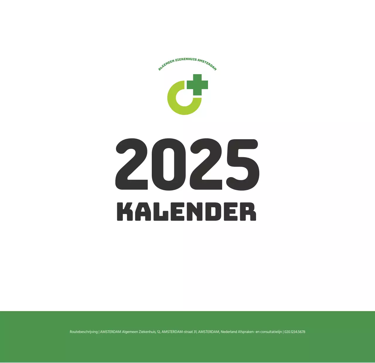 Een feestelijk ziekenhuis met illustraties met gezondheids- en gezinsthema's en kleurrijke accenten