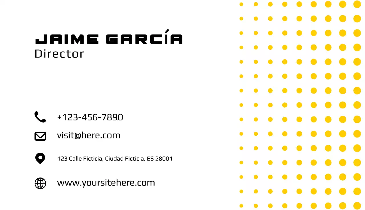 tarjeta de visita moderna amarilla