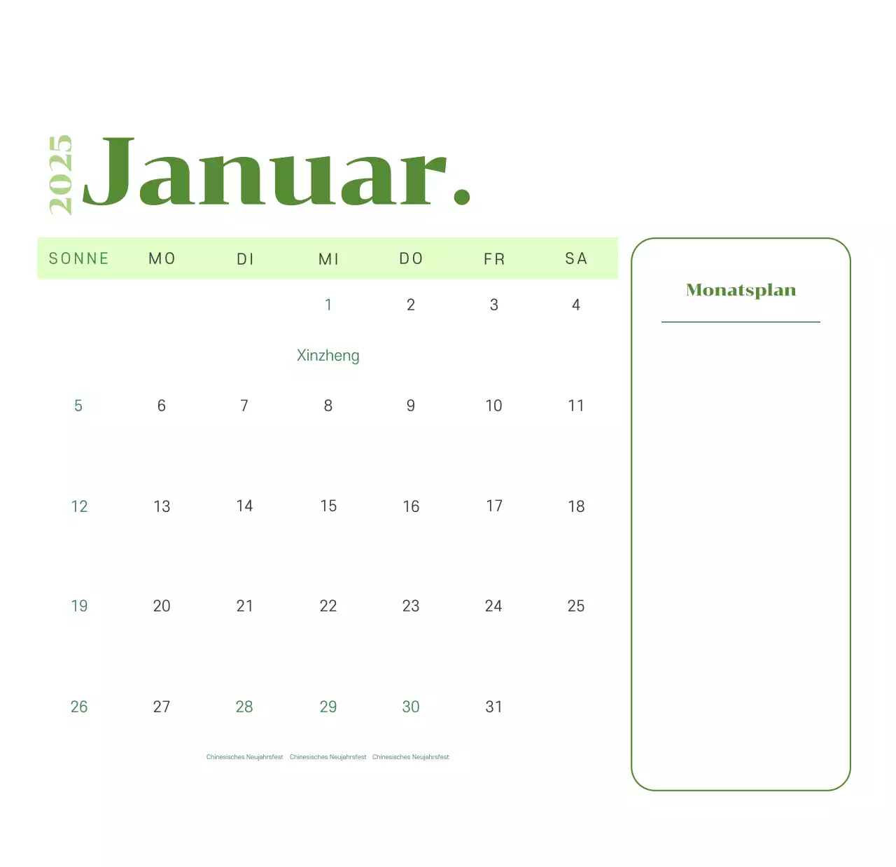 Kalender mit Jugendillustrationen auf gelb-grünem Hintergrund