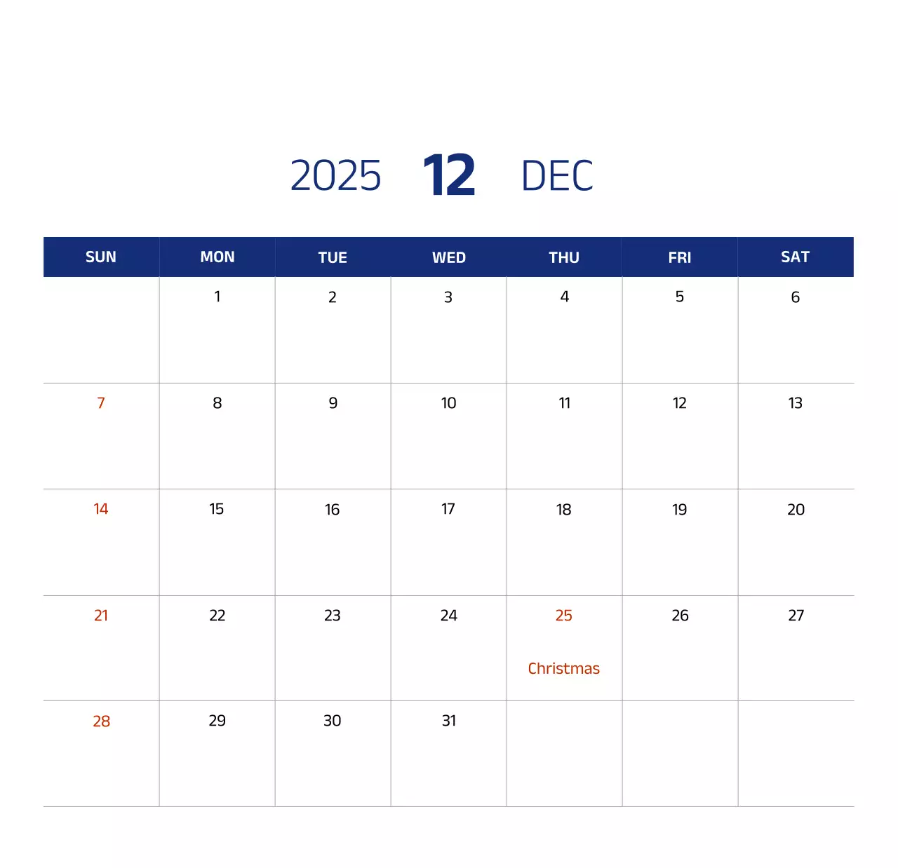 Lịch đơn giản với hình minh họa màu xanh gọn gàng