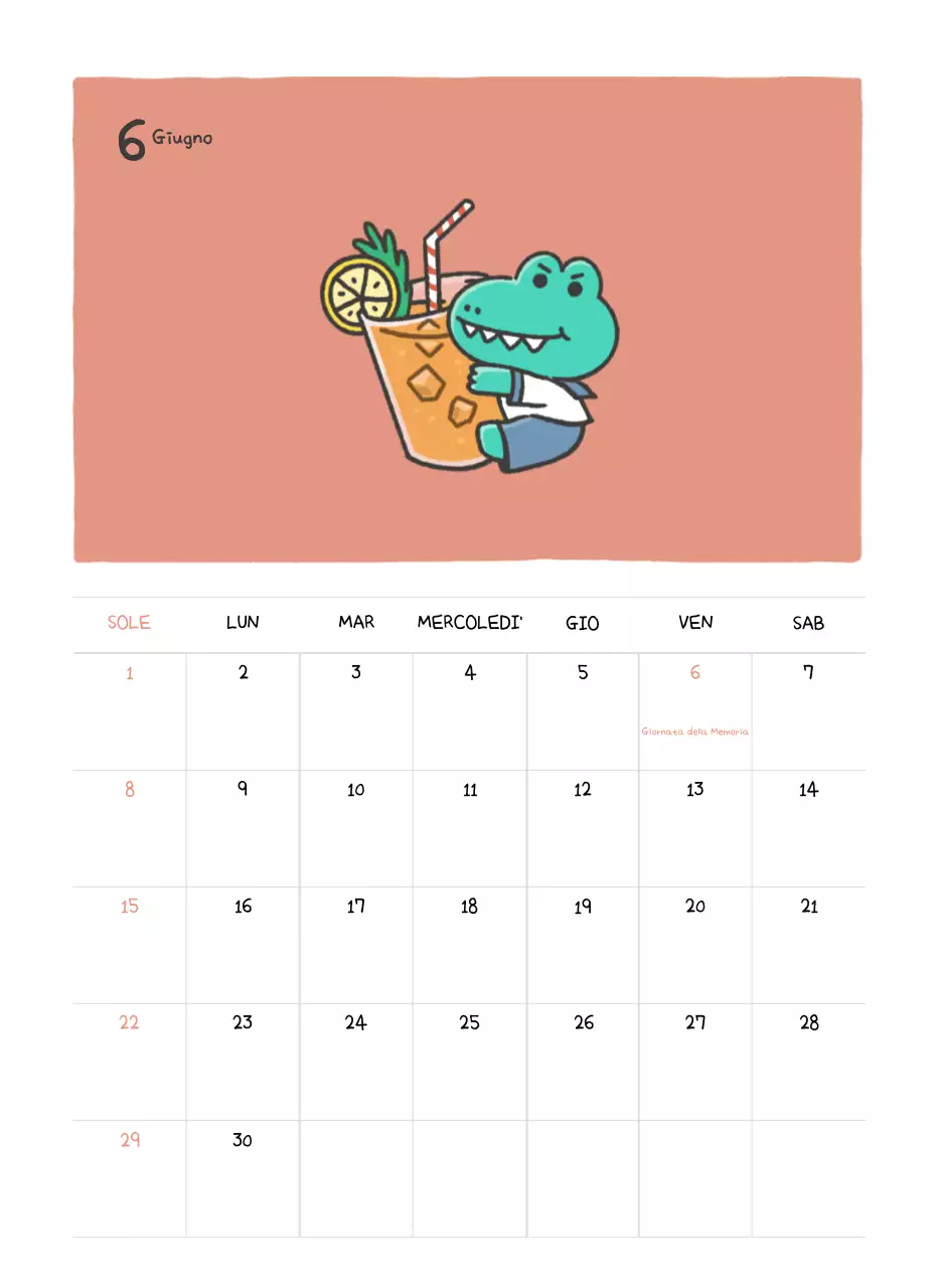 Un calendario con un simpatico concetto di illustrazione di Ago