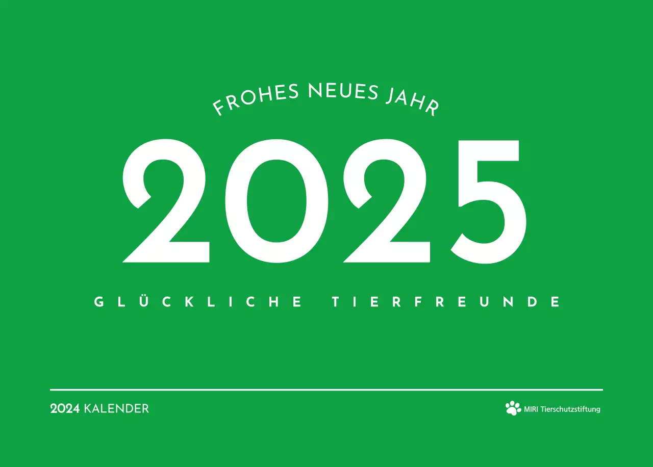 Ein Kalender mit einem Welpenfoto und einer süßen Botschaft in grüner Akzentfarbe