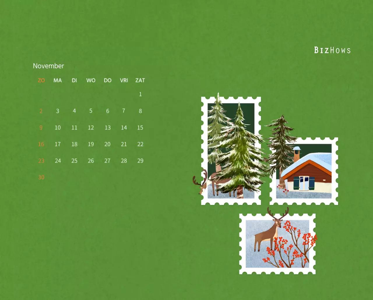 Nieuwjaarskalender met een warme geïllustreerde uitstraling