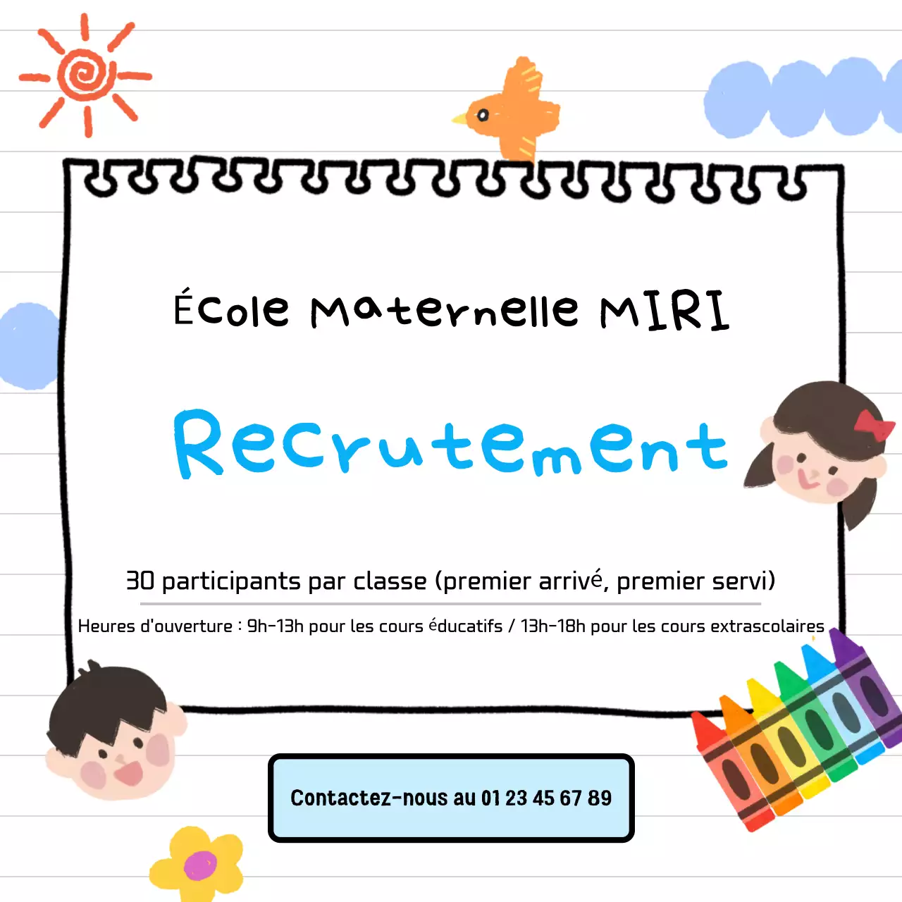 Recrutement pour le jour de l'an dans les jardins d'enfants
