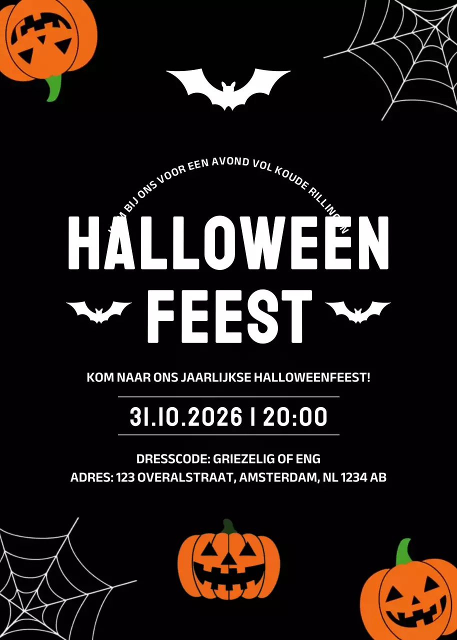 Zwarte griezelige feestuitnodiging