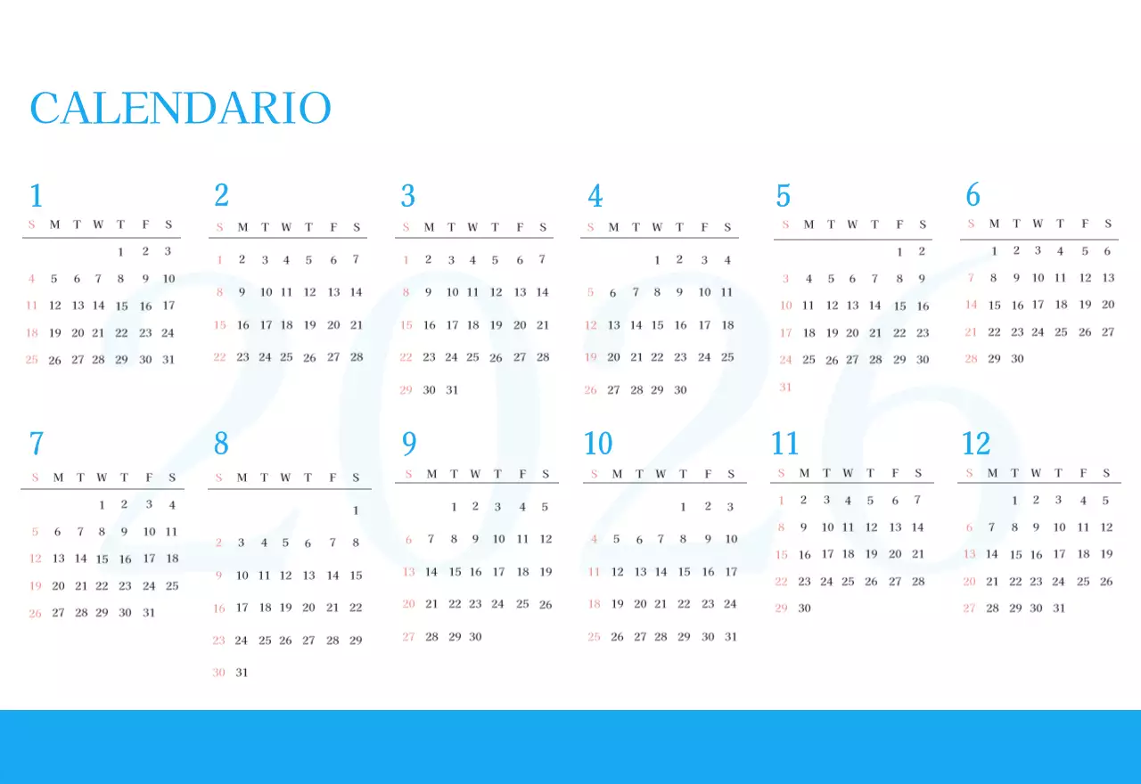 Calendario eclesiástico azul de concepto moderno
