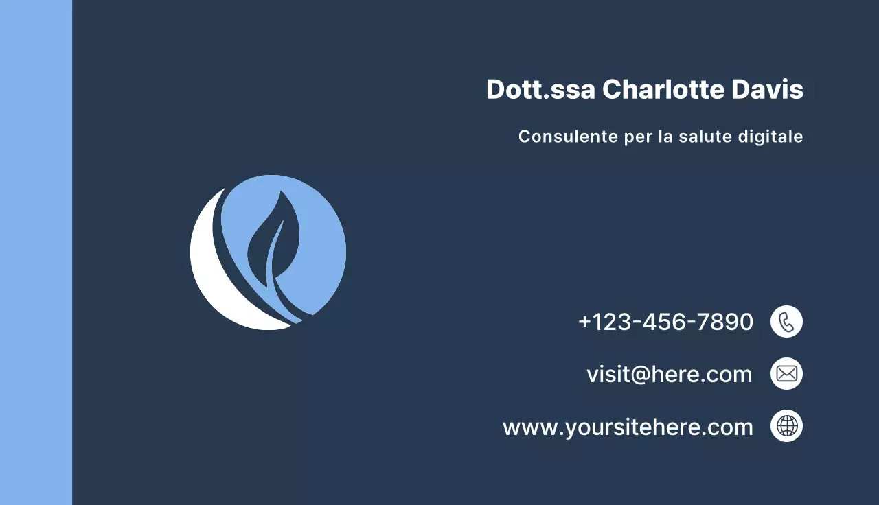 Biglietto da visita blu navy bianco stile minimal telehealth