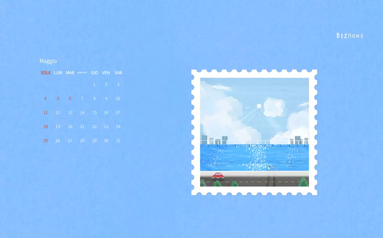 Calendario di Capodanno con una calda illustrazione