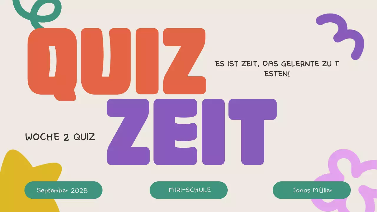 Bunte Spaß-Quiz-Ankündigung
