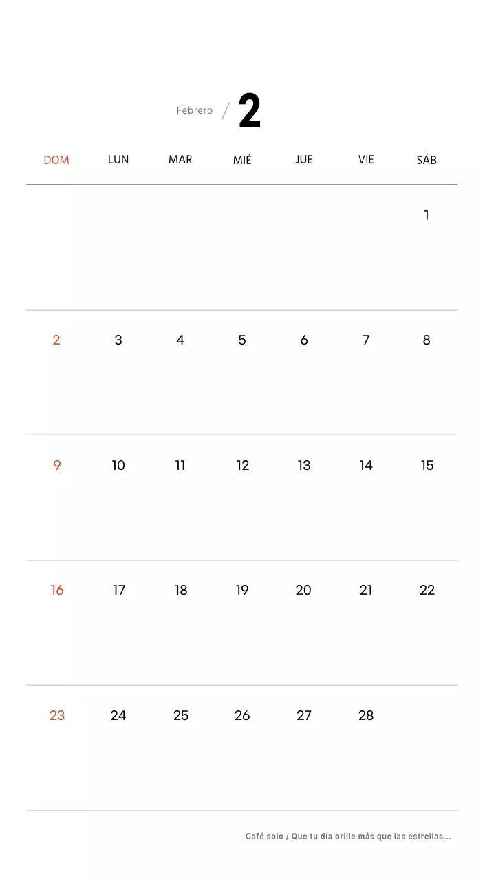 Sencillo calendario de sobremesa con fotos de cafés en tonos blancos