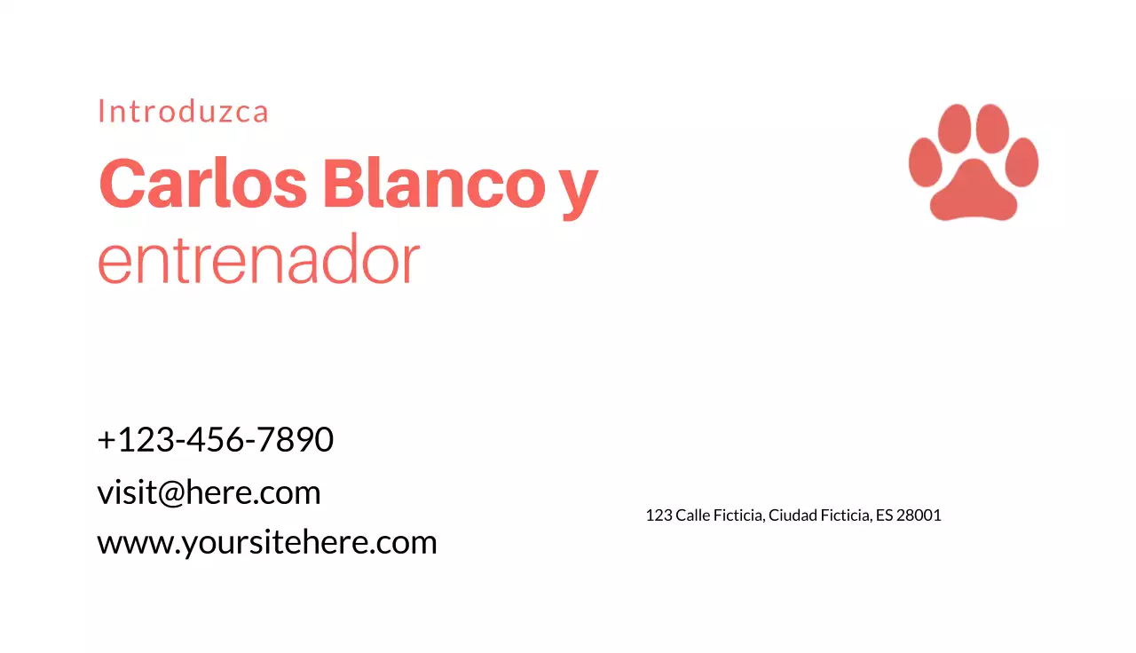tarjeta de entrenador minimalista roja