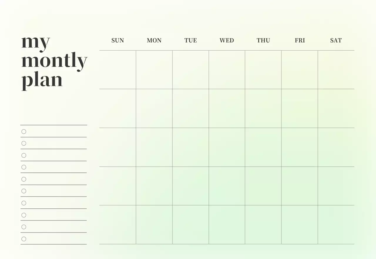 グラデーションミニマルカレンダーカレンダー