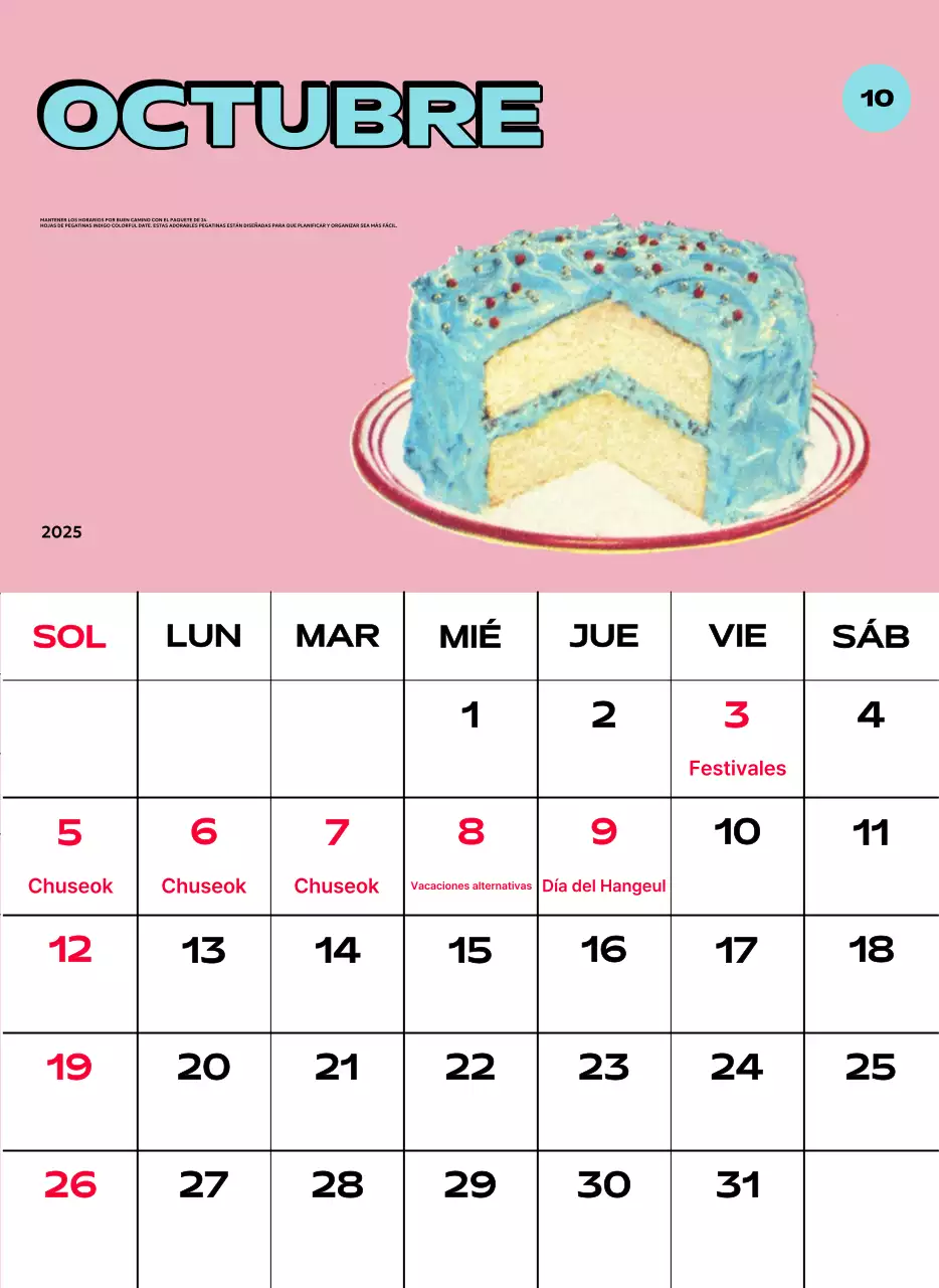 Coloridos calendarios con diversas ilustraciones retro