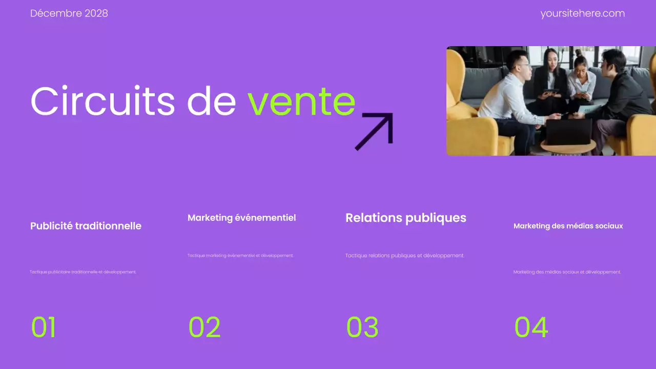 Présentation du plan marketing en dégradé moderne violet